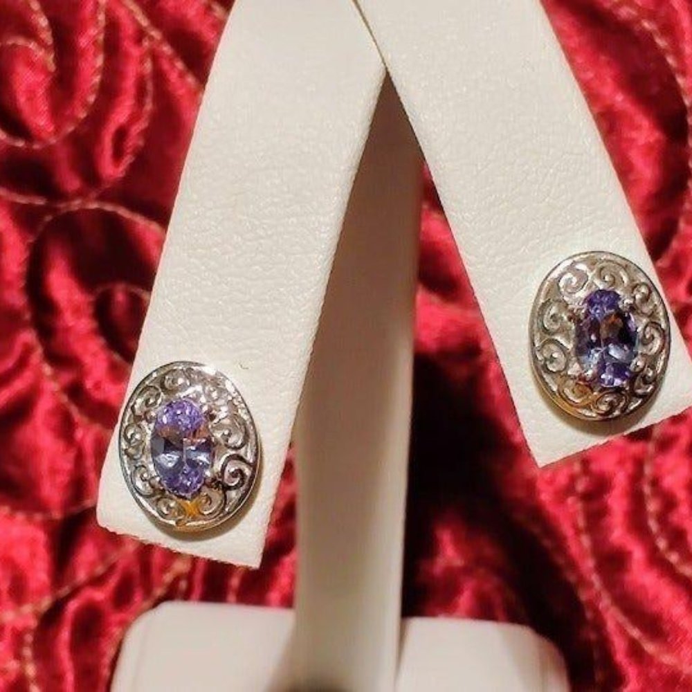 Tanzanite Gemstone Stud Earrings